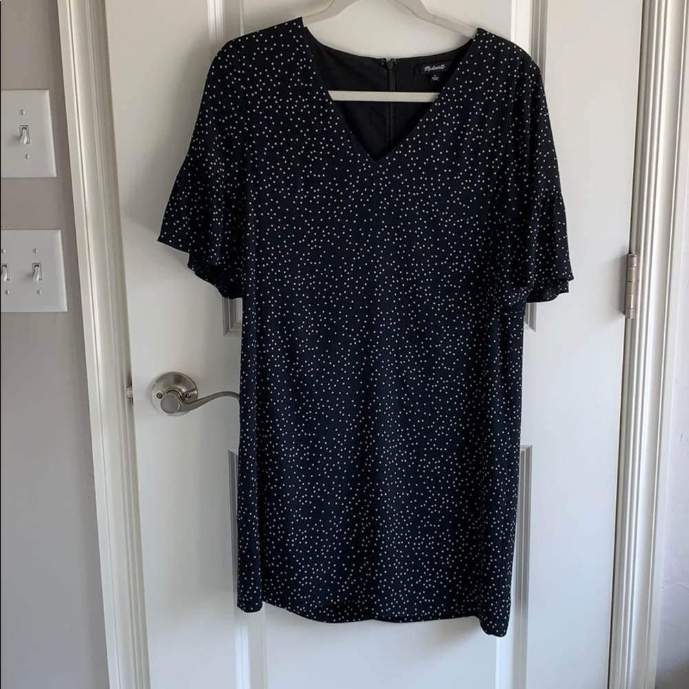 Madewell black and off white dotted dress